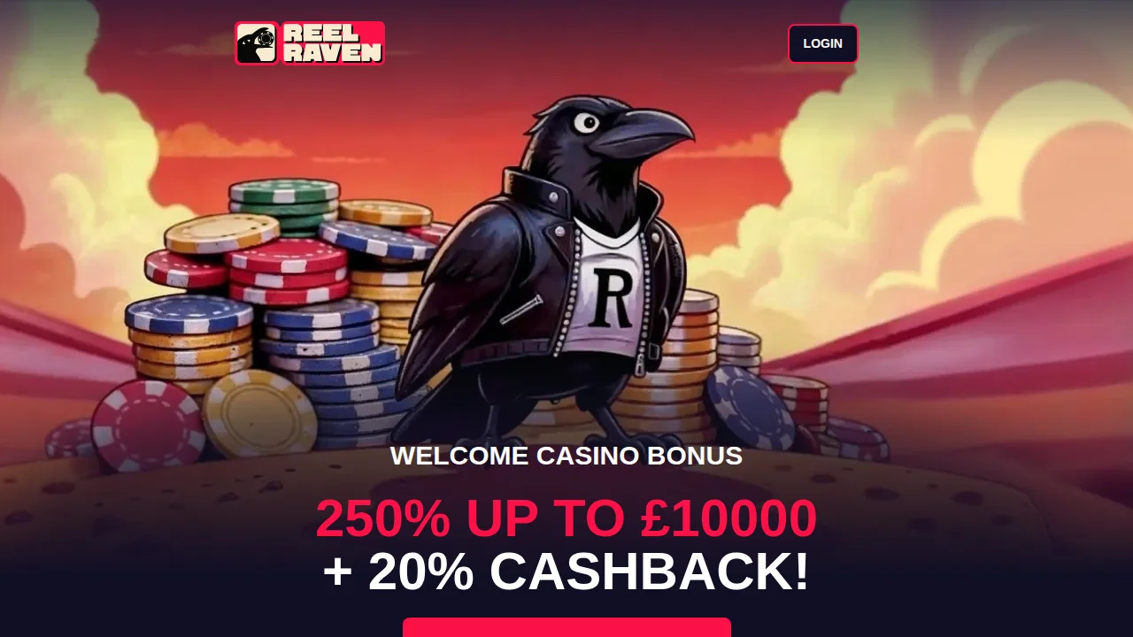 Reel Raven welcome offer for UK players: 250% up to £10,000 plus 20% cashback
