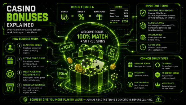 Casino bonuses explained